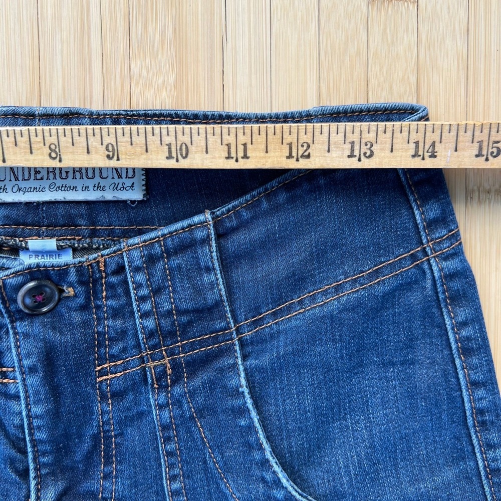 Y2K Prairie Underground Blue Organic Cotton Denim Cargo Jeans Size 28 Made USA - Picture 8 of 10